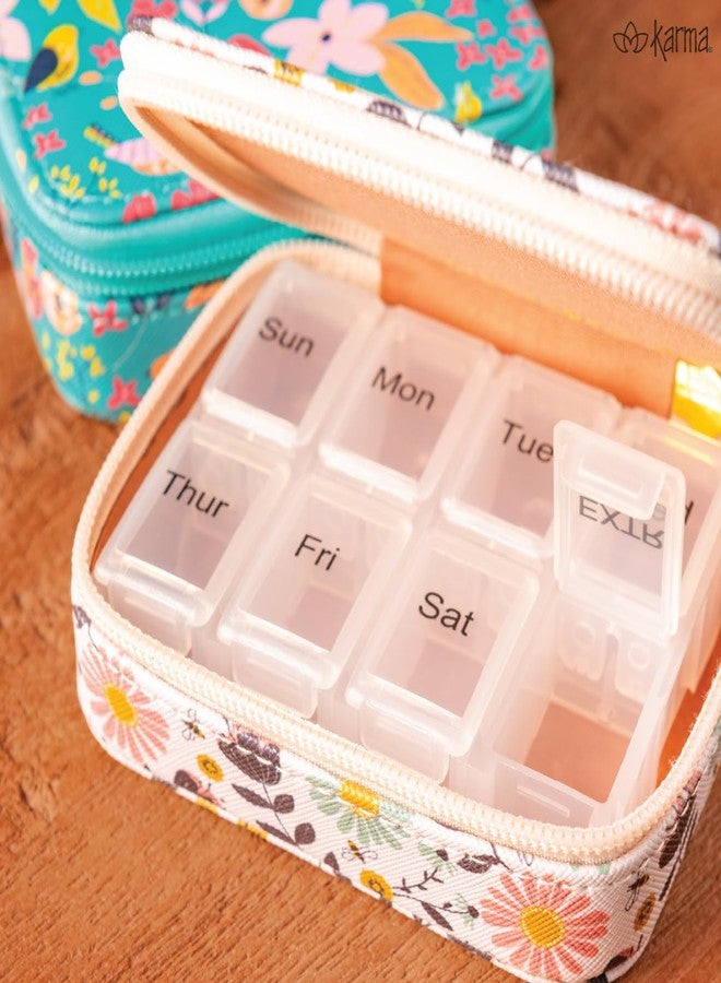 كارما، علبة حبوب للسفر، منظم حبوب أسبوعي للسفر، علبة حبوب قابلة للإزالة بثمانية أقسام، منظم أدوية للسفر، بنقشة الفطر - Image 2